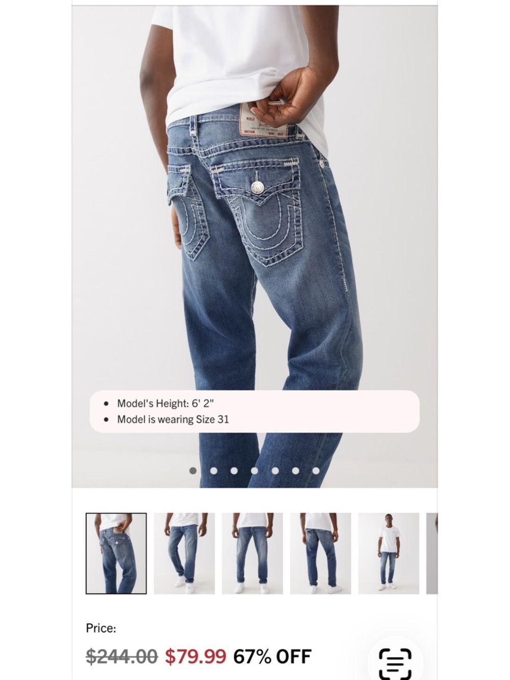 NWT, Duo paired of True Religion Straight Skinny Jeans Red/White Stitching - Picture 6 of 6